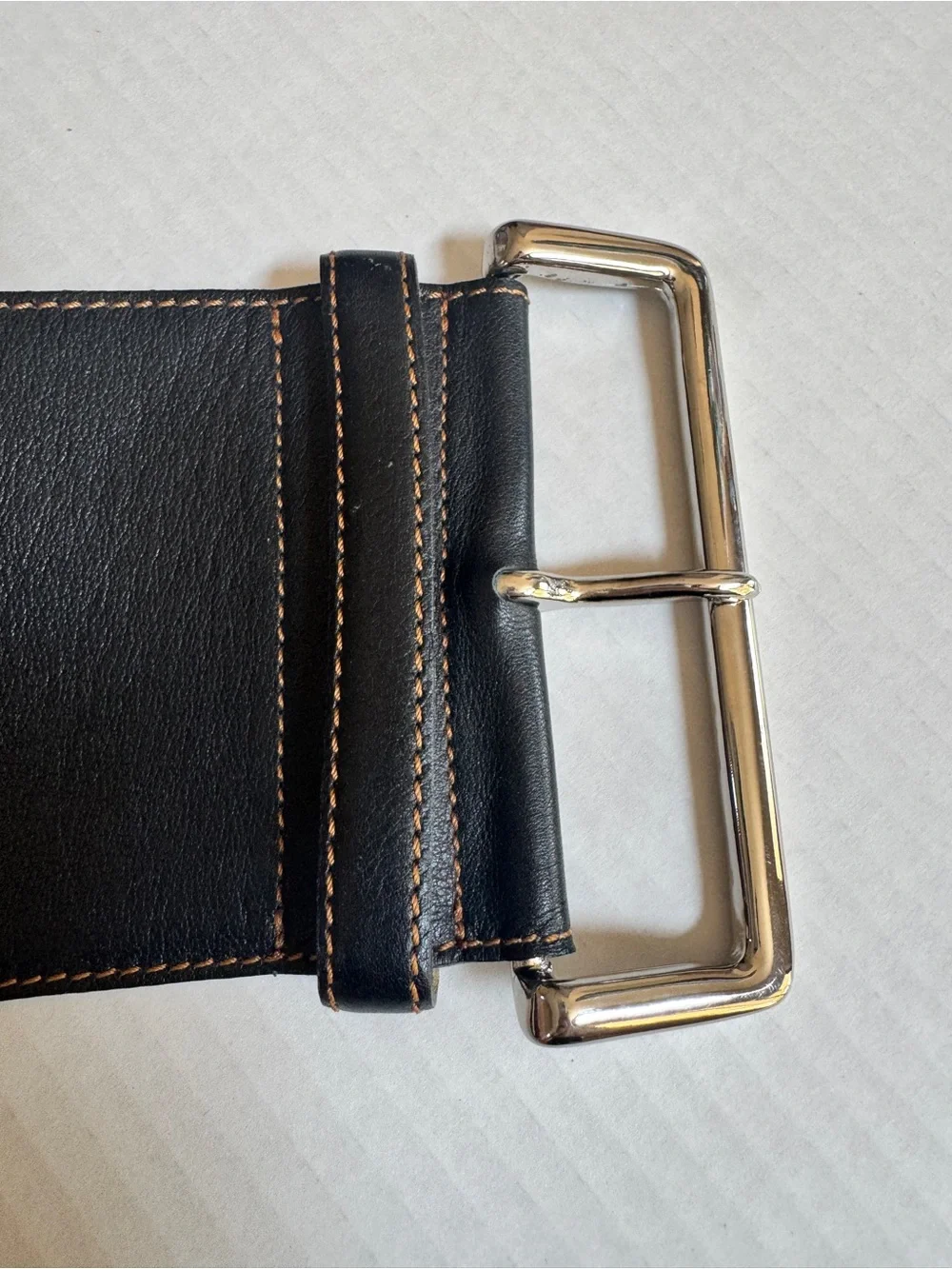 Longchamp Black 5” Wide Leather Corset Belt w/ Silver Buckle Luxury France 766-2
